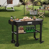 Outdoor Prep Table Foldable Shelf Mobile Kitchen Cart Rolling BBQ Grill Station