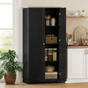 172cm Wooden Storage Cabinet Cupboard With 2 Doors 4 Shelves Black