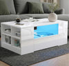 Led Coffee Table with 2 Drawer Storage, High Gloss Coffee Table for Living Room