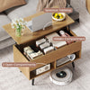 Lift Top Coffee Table Center Table with Open Storage Shelves-Natural