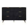 Sideboard Black Wooden Chest of Drawers 6 Drawer Storage for Bedroom Living Room