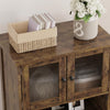 Freestanding Pantry Storage Cabinet w/Glass Doors,Adjustable Shelves,Tall Cupboa