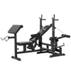 Weight Bench, 6 in 1 Adjustable Bench Press w/ Leg Extension, Barbell Rack