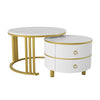 Stacking Nesting Coffee Tables Set of 2 Round Side Tables with Storage Drawers
