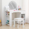 Kids Vanity Set with LED Mirror,Makeup Desk with 1 Drawers &,2 Open Shelves