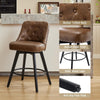 2 pack Swivel Bar Stools 26 inch Linen Counter Chairs Tufted Back Wood Legs