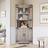 Corner Storage Cabinet with Glass Door Adjustable Shelf Living Room Kitchen🔥