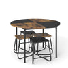 118cm Round Kitchen Table & 4 Stools with Wooden Tabletop Brown