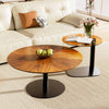 Set of 2 Round Vintage Wooden & Glass Nesting Side Coffee Tables Hallway Bedroom
