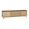 TV Stand Cabinet 170 cm TV Unit With Solid Wood Slide Doors and Rattan Drawers