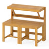 Acacia Wood Outdoor Dining Table with 2 Built-in Chairs