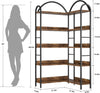 Arched Bookshelf Corner Bookcase L Shaped Bookshelf Metal Frame Display Rack