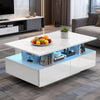 High Gloss LED Coffee Table With Storage 4 Drawers Modern Living Room Oxebnievwb