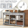 Retro Console Table 146cm Long Rectangular Entryway Sofa Table w/Storage-Grey