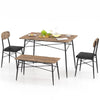 4 Pcs Rectangular Kitchen Table Dining Table Set w/ Bench & Upholstered Chairs