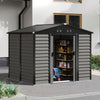 Grey Wood Grain Metal Garden Shed 8x7ft Outdoor Storage House with Foundation