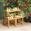 Acacia Wood Outdoor Dining Table with 2 Built-in Chairs