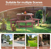 Round Picnic Table 6 Seater Solid Wood Garden Dining Bench Parasol Hole Set 90cm
