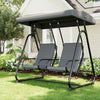 2-Person Garden Swing Seat Outdoor Porch Swing Chair w/ Adjustable Canopy Cover
