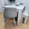 Wooden Grey Dining Table Set with Bench and 4 Grey Chairs Kitchen Room Furniture