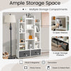 12 Tier Bookshelf Open Storage Wood Bookcase Organizer Display Shelf