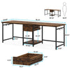 200 cm Extra Long Computer Desk, Double Writing Table Study Desk with 2 Drawers