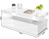 High Gloss LED Coffee Table With Storage 2 Drawers Modern Living Room Furniture