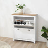 Narrow Shoe Cabinet Hallway Modern Cupboard Storage Flip Drawer Doors Shelf Unit