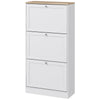 Narrow Shoe Cabinet w/ 3 Flip Drawers for 12-18 Pairs of Shoes White