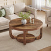 Round Coffee Table, 2-Tier Wooden Circle Coffee Table w/ Storage for Living Room
