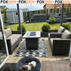 5 PCs Rattan Garden Furniture Set with Fire Pit Table Loveseat Sofa Grey