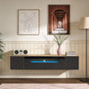 Floating TV Stand Cabinet with LED lights High Gloss TV Unit with Pull-Down Door