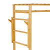 Bamboo Wooden Single Clothes Rail Garment Rack Hanging Stand Open Wardrobe Shelf