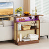 Rattan Bar Table with 3 Stemware Racks & 3-Tier Shelves