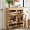 Bonnlo Rattan 4-Bin 2-Drawer Shoe Cabinet, Wide, Adjustable