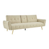 Sofa Bed 3 Seater Faux Leather Click Clack Couch Cup Holders Grey Cream Black