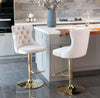 Velvet Swivel Bar Stools Set of 2 Swivel Kitchen Barstools Bar Chairs Grey Black