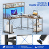 2 Person Home Office Workstation L-Shaped Gaming Desk w/Power Outlets-Brown