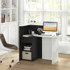 Office Reception Desk Front Counter Desk w/ Adjustable Shelf-White+Black