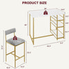 Dining Bar Table Set for 2 with 3-Tier Storage Shelves & 2 Upholstered Chairs