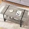 2-Tier Farmhouse41''Large Wood Coffee Table,Storage Shelf Rectangle Center Table