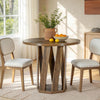 80CM Round Dining Table for 2-4 Farmhouse Wooden Kitchen Table for Dining Room