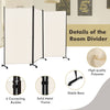 3 Panel Rolling Fabric Room Divider Folding Privacy Dividers with Wheels