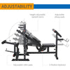 Weight Bench, 6 in 1 Adjustable Bench Press w/ Leg Extension, Barbell Rack