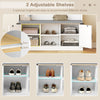 Farmhouse Entryway Bench with Shoe Storage & 7 Hooks