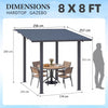 2.4x3.6m Metal Lean-to Gazebo Wall Mounted Iron Hardtop Pergola Heavy Duty