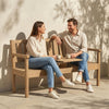 Wooden Garden Bench with Table, Shelf, 2-3 Seater Outdoor Loveseat, Teak