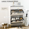 Shoe Storage Cupboard with 2 Flip Doors and Sliding out Drawer, White
