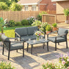 Aluminium Garden Furniture Set, 4 Seater Outdoor Patio Furniture, Black