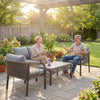 4 Piece Rattan Garden Furniture Set with Loveseat, Armchairs, Table, Grey
